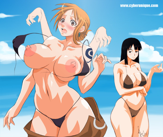 Robin Undoing Nami’s Bra | One Piece Hentai Image