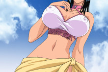 Robin wearing a Pareo | One Piece Hentai Image