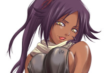 Yoruichi Teasing With Her Boobs | Bleach Hentai Image