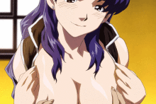 Enjoying Misato’s Tits | Neon Genesis Evangelion Hentai GIF