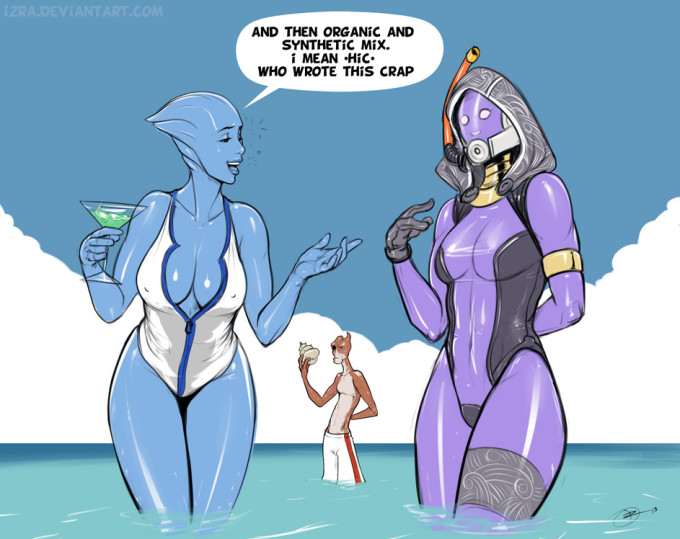 Liara T’Soni, Tali’Zorah nar Rayya and Mordin Solus – Izra – Mass Effect