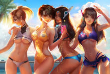 Mercy, Symmetra, Tracer and D.Va - Yang Fan - Overwatch