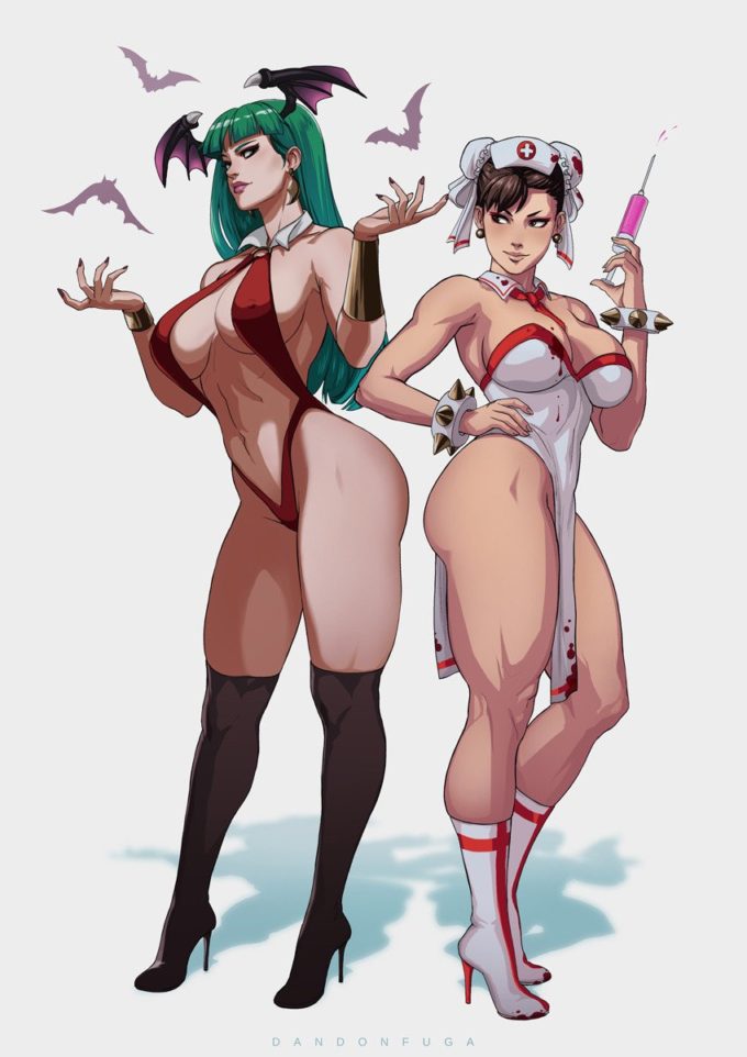 Morrigan and Chun-Li – Dandon Fuga – Darkstalkers – Street Fighter