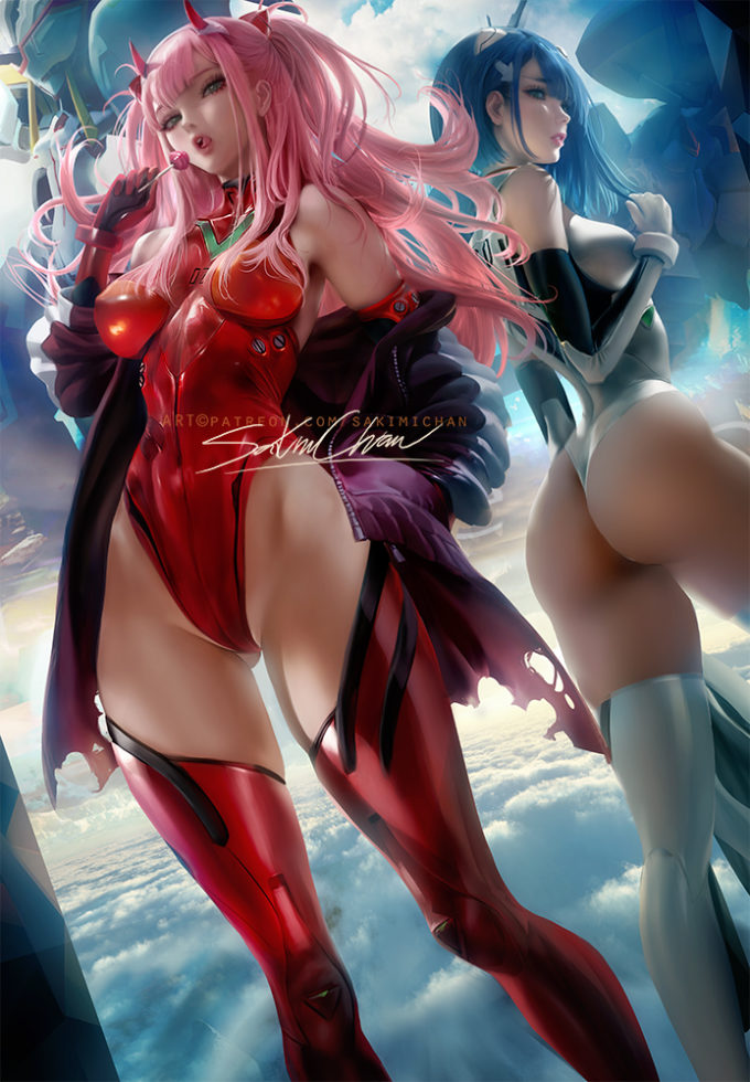 Zero Two and Ichigo – Sakimichan – Darling in the FranXX